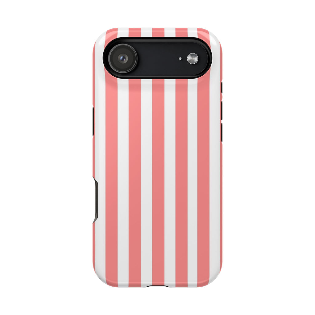 Pink & White Vertical Stripe VOXY — Magnetic Impact-Resistant