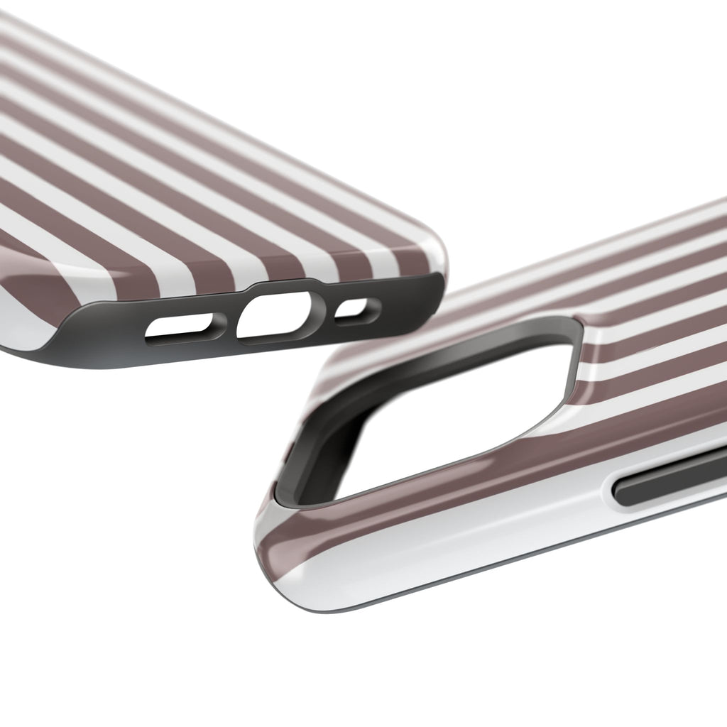 Brown & White Vertical Stripe VOXY — Magnetic Impact-Resistant