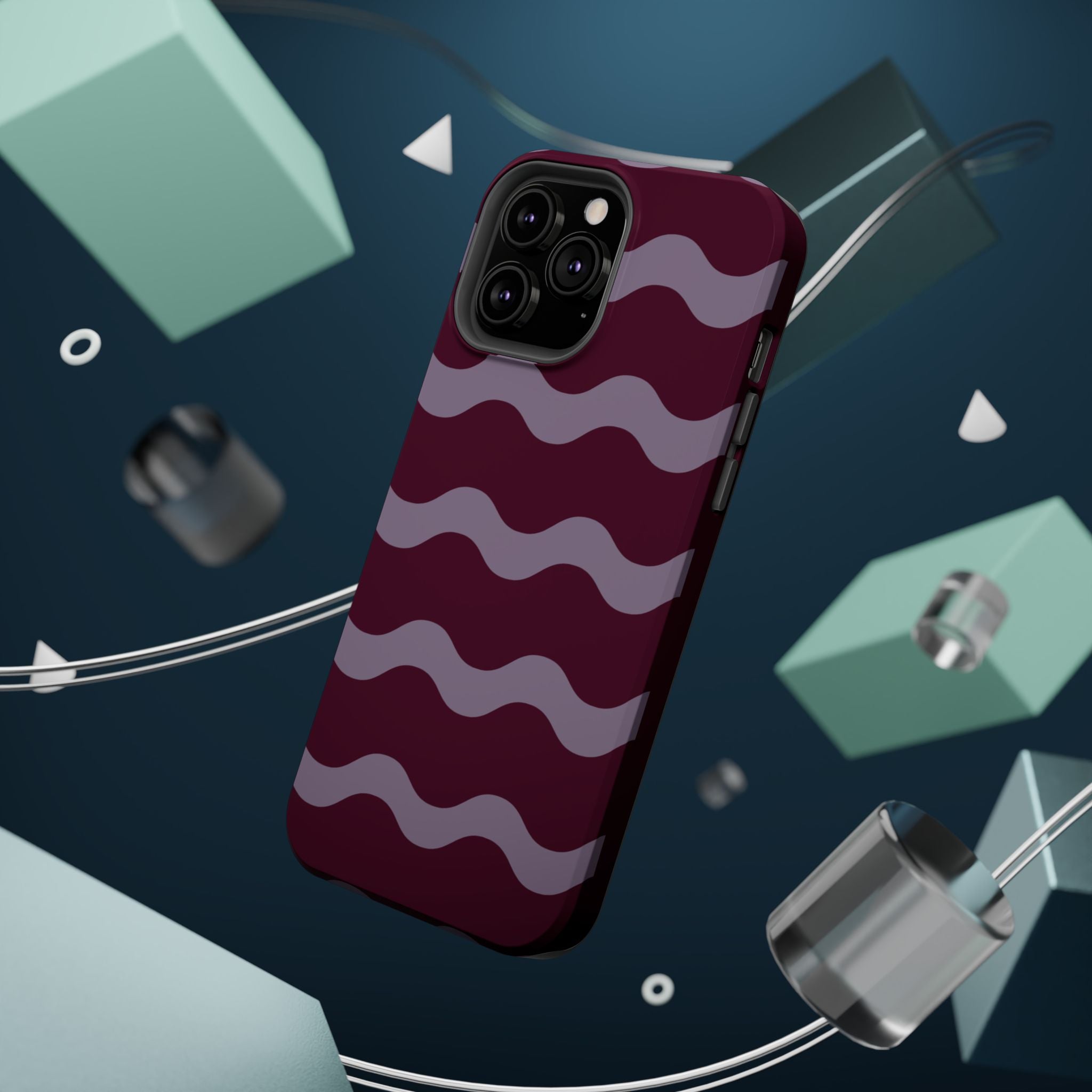 Burgundy Wave Pattern VOXY— Magnetic Impact-Resistant