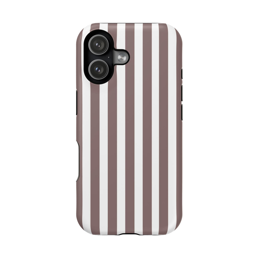 Brown & White Vertical Stripe VOXY — Magnetic Impact-Resistant