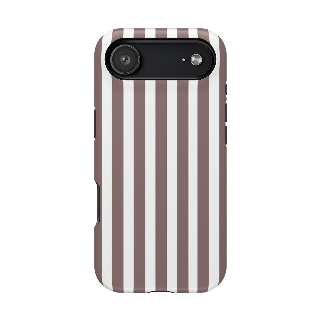 Brown & White Vertical Stripe VOXY — Magnetic Impact-Resistant