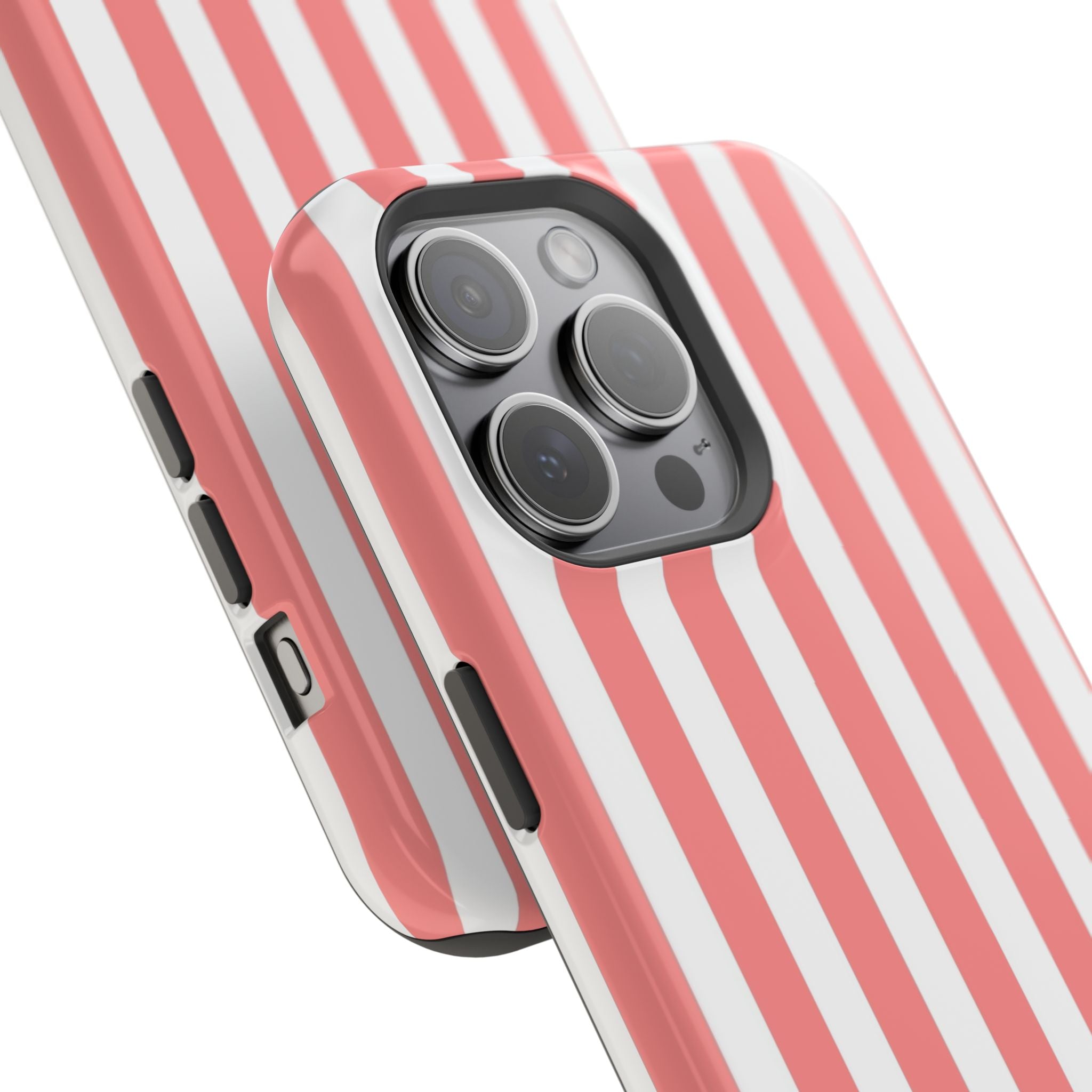 Pink & White Vertical Stripe VOXY — Magnetic Impact-Resistant