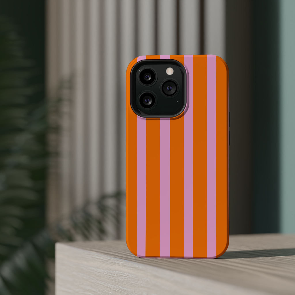 Orange & Pink Bold Stripe VOXY - Magnetic Impact-Resistant