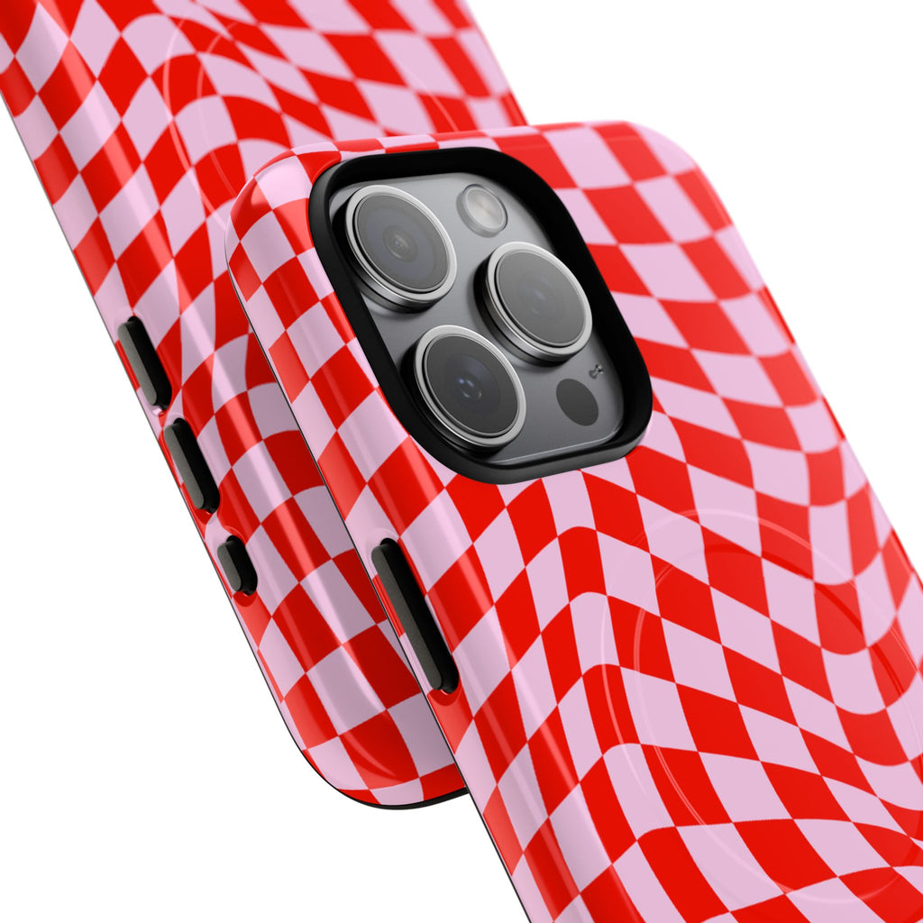 Red Distorted Checkerboard VOXY — Tough Magnetic