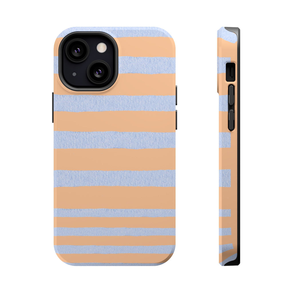 Striped Pastel Peach & Sky Blue Magnetic Impact Phone VOXY