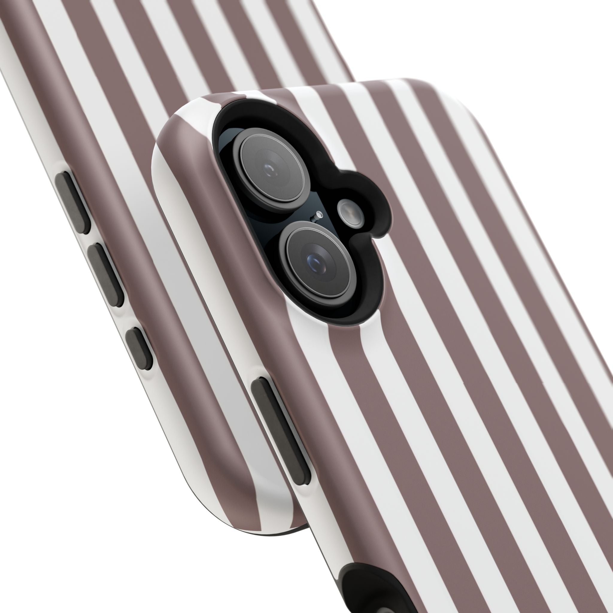 Brown & White Vertical Stripe VOXY — Magnetic Impact-Resistant