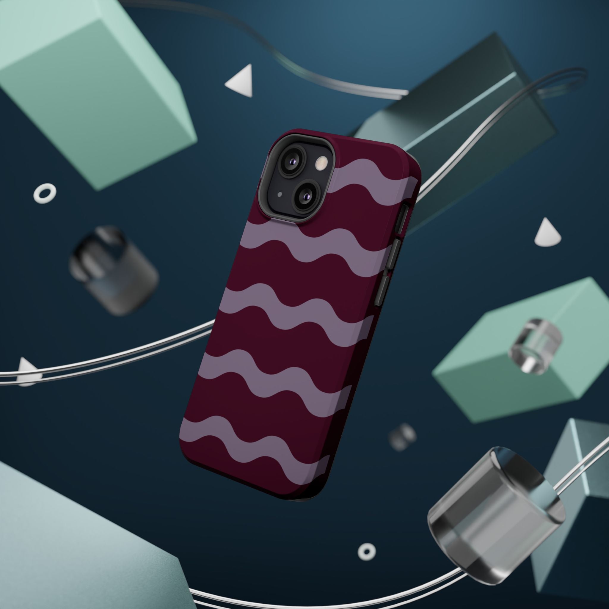 Burgundy Wave Pattern VOXY— Magnetic Impact-Resistant