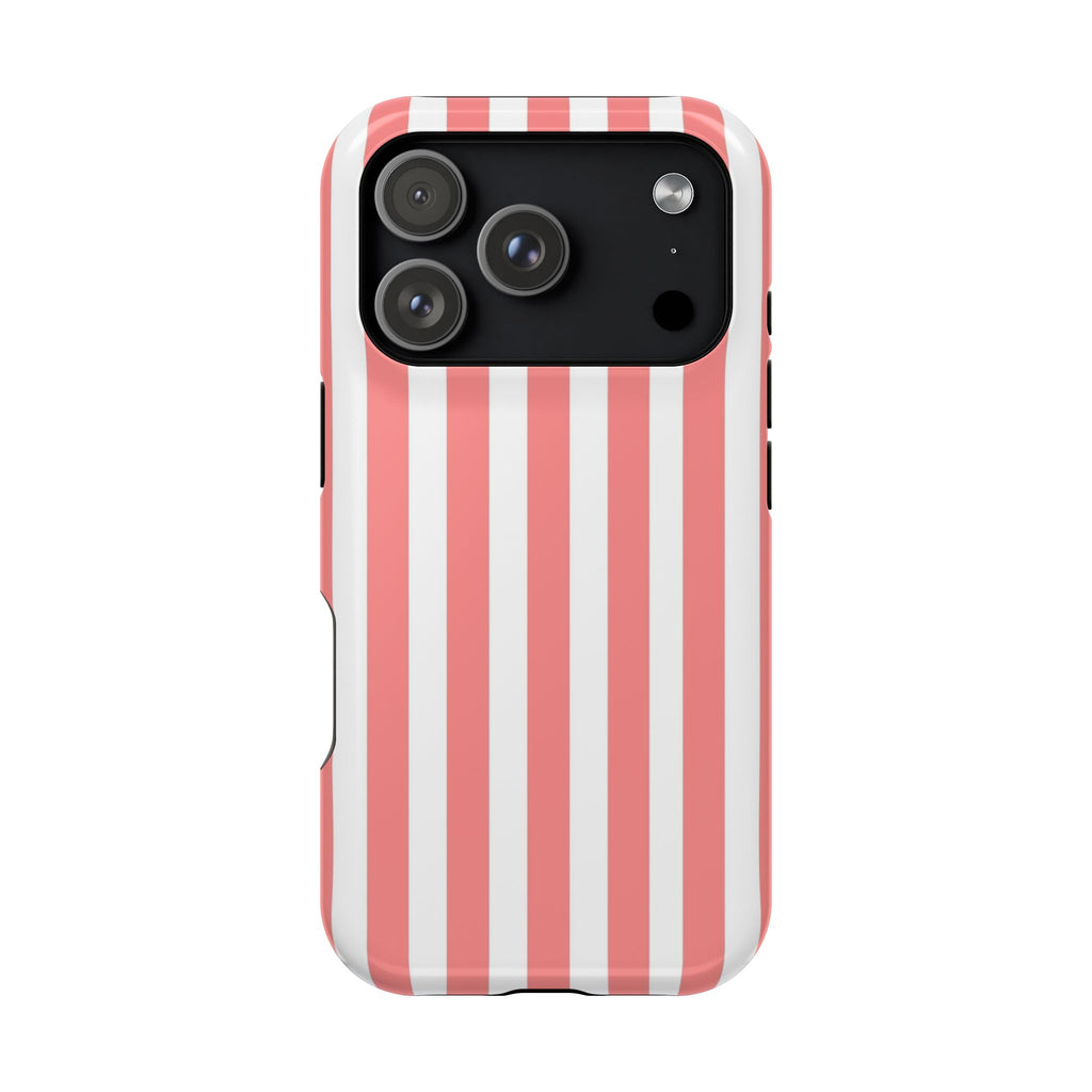 Pink & White Vertical Stripe VOXY — Magnetic Impact-Resistant