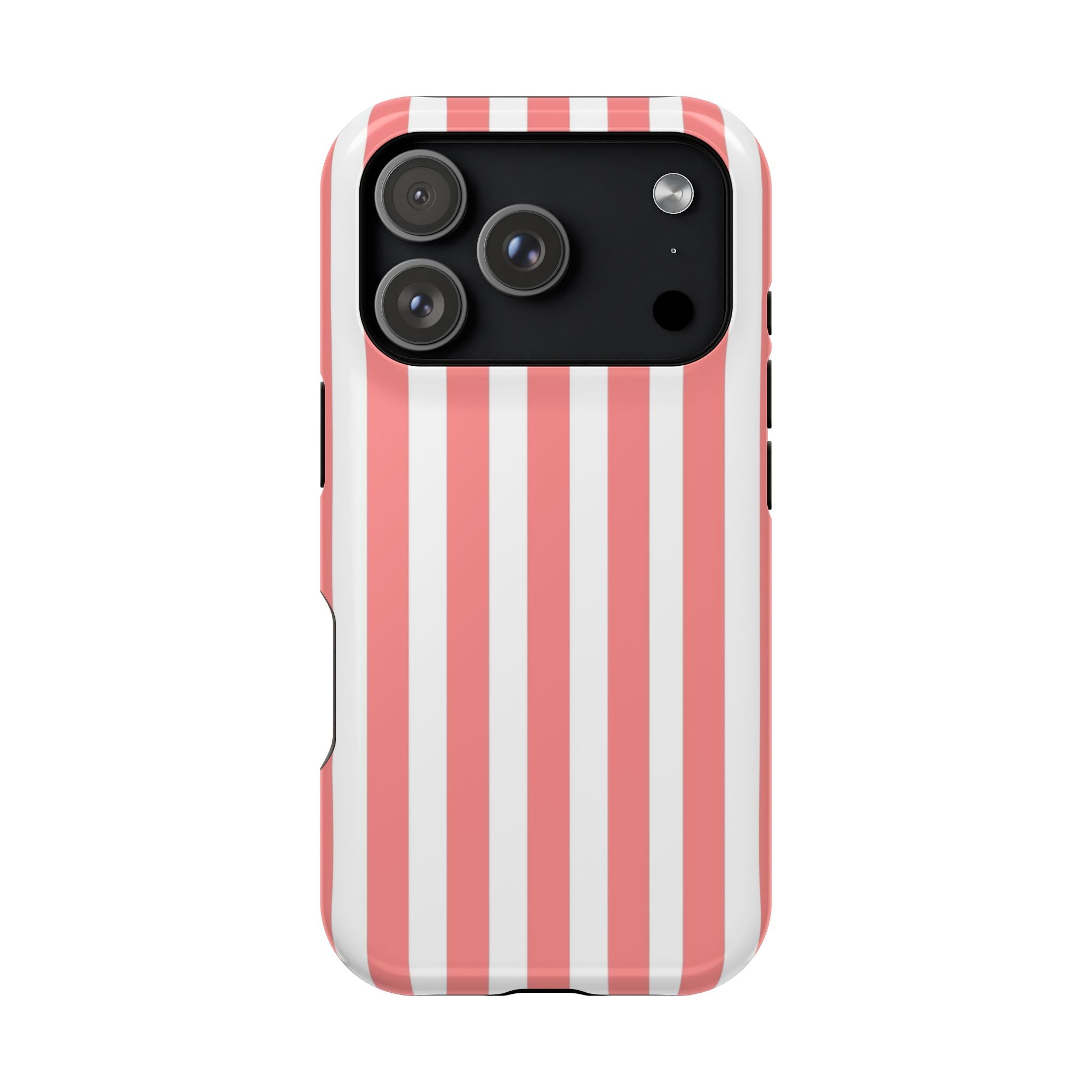 Pink & White Vertical Stripe VOXY — Magnetic Impact-Resistant