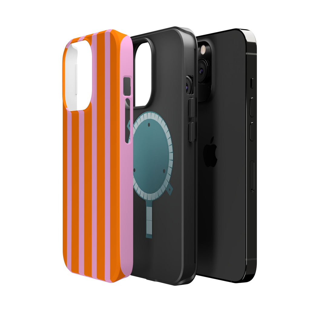 Orange & Pink Bold Stripe VOXY - Magnetic Impact-Resistant