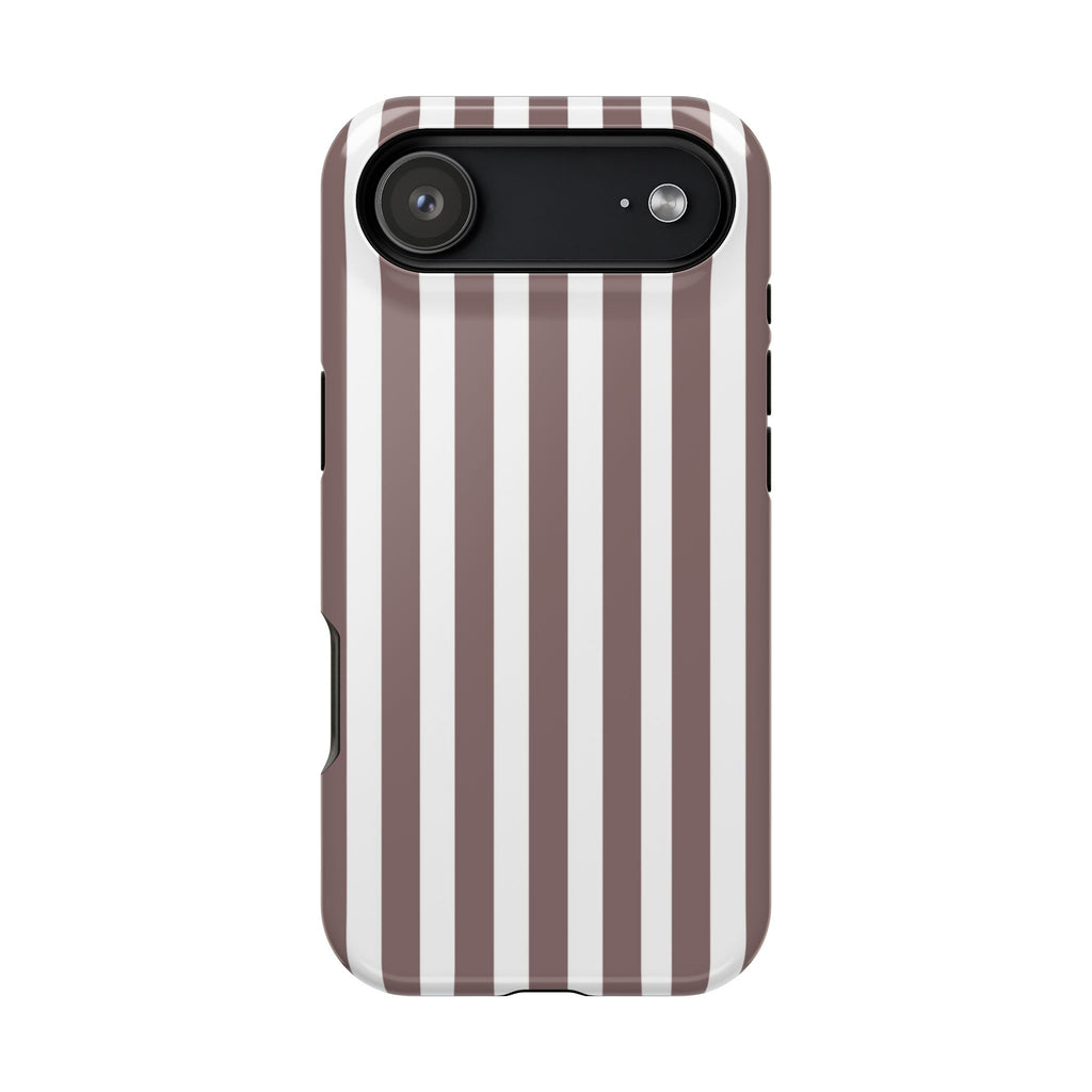 Brown & White Vertical Stripe VOXY — Magnetic Impact-Resistant