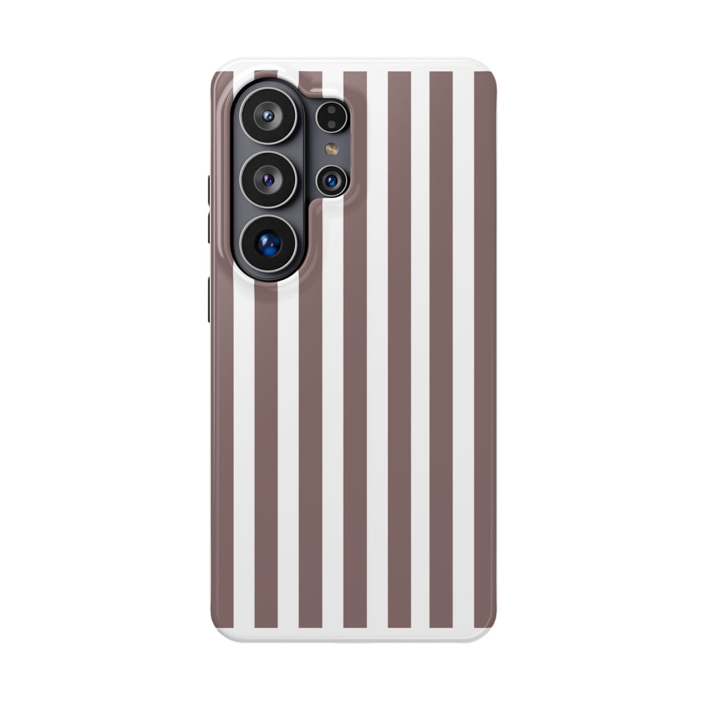 Brown & White Vertical Stripe VOXY — Magnetic Impact-Resistant