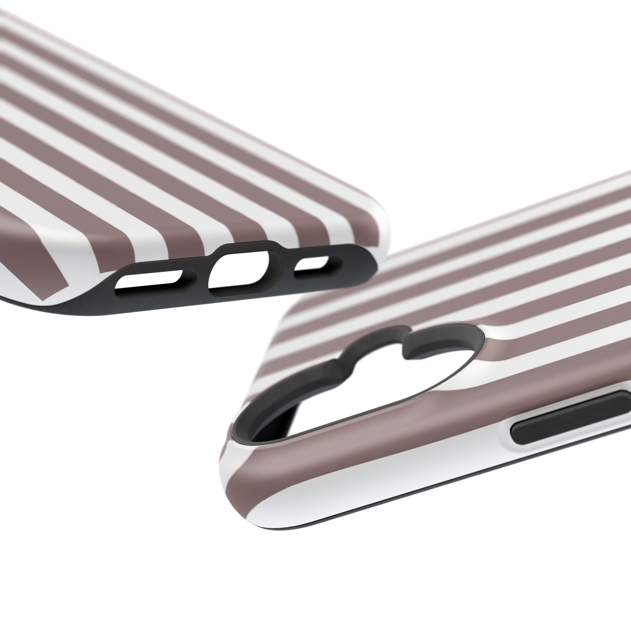 Brown & White Vertical Stripe VOXY — Magnetic Impact-Resistant