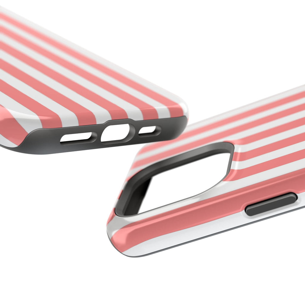 Pink & White Vertical Stripe VOXY — Magnetic Impact-Resistant