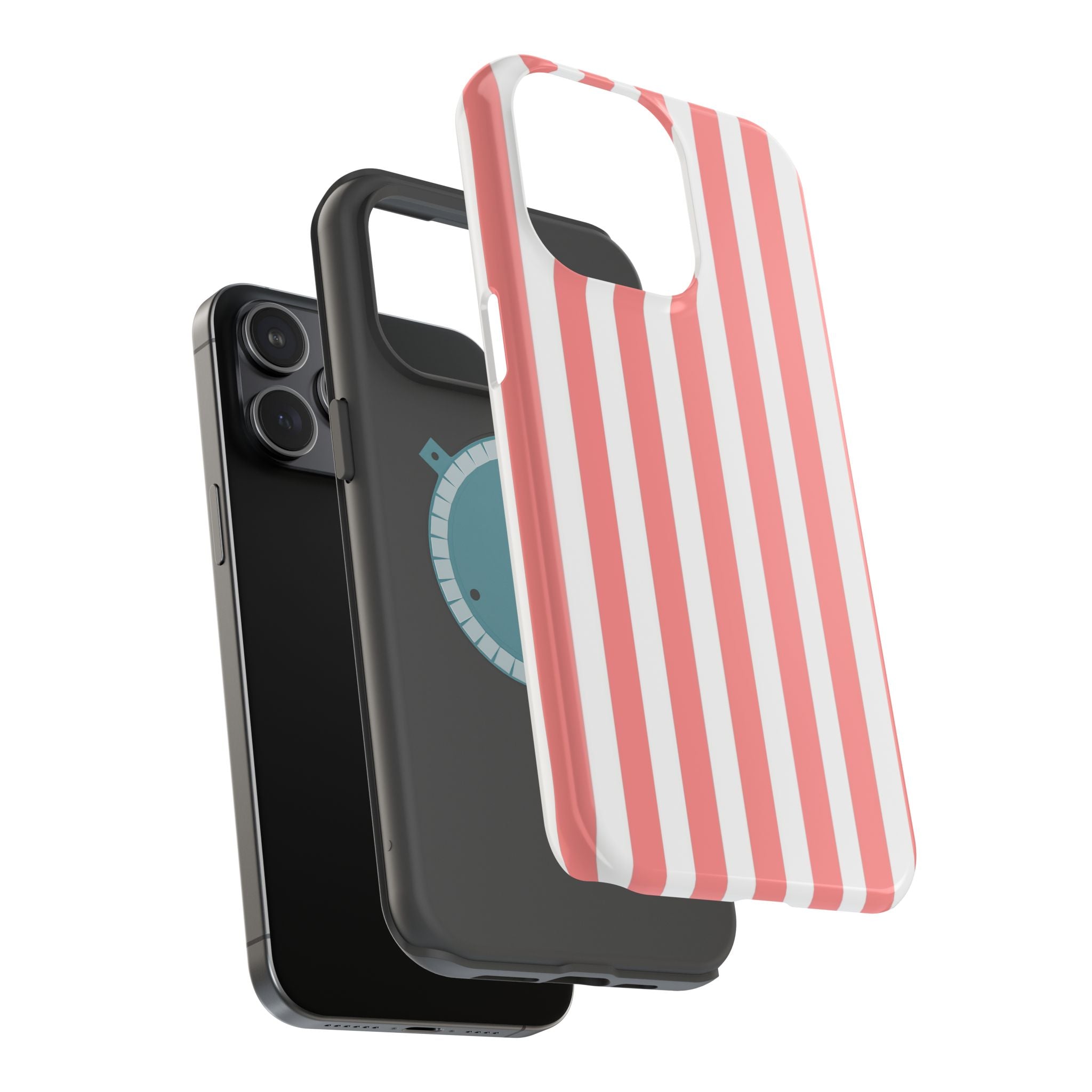 Pink & White Vertical Stripe VOXY — Magnetic Impact-Resistant